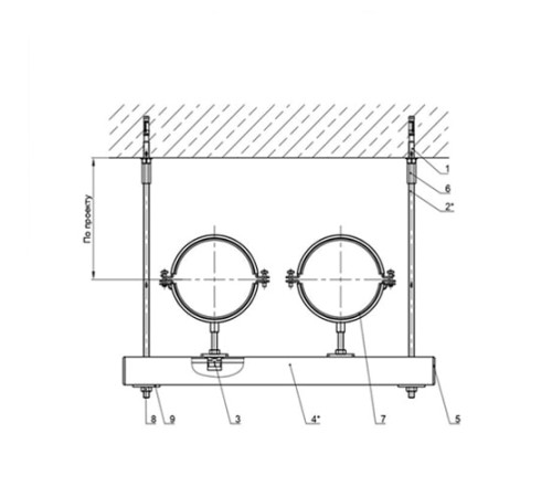 Крепления двух трубопроводов к перекрытию в Полоцке