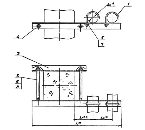Крепления двух трубопроводов к колонне в Полоцке