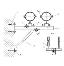 Крепление двух трубопроводов к стене