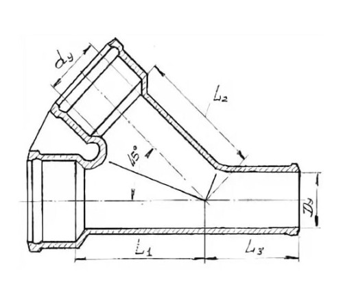 Косые чугунные тройники 45° в Полоцке с доставкой по Беларуси