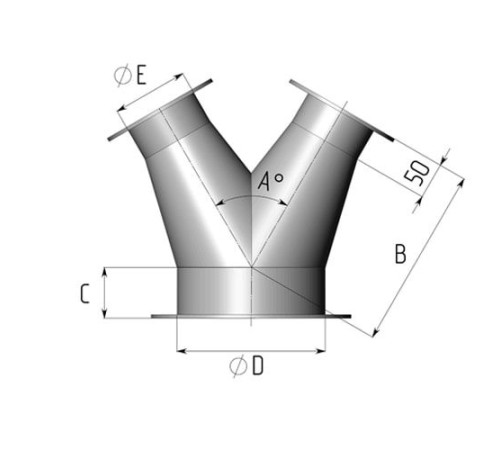 Титановые неравнопроходные Y-тройники для воздуховодов в Полоцке